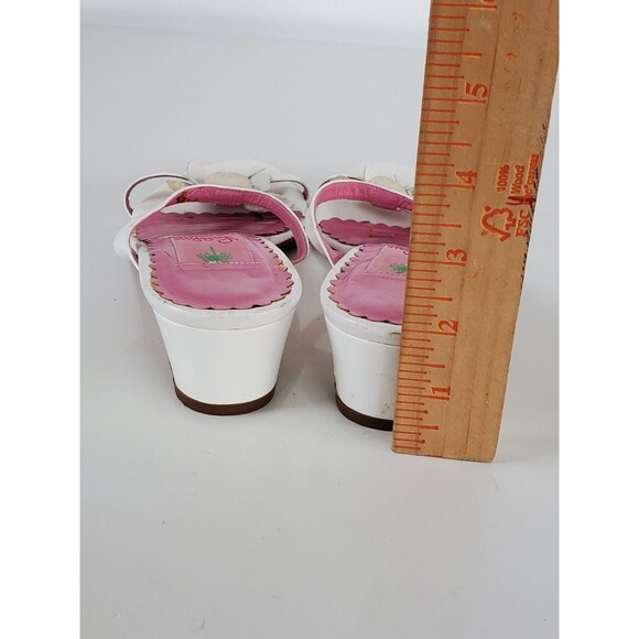 Lilly Pulitzer White Leather Flower Kitten Heel Sandals Size 8.5 - Picture 7 of 11